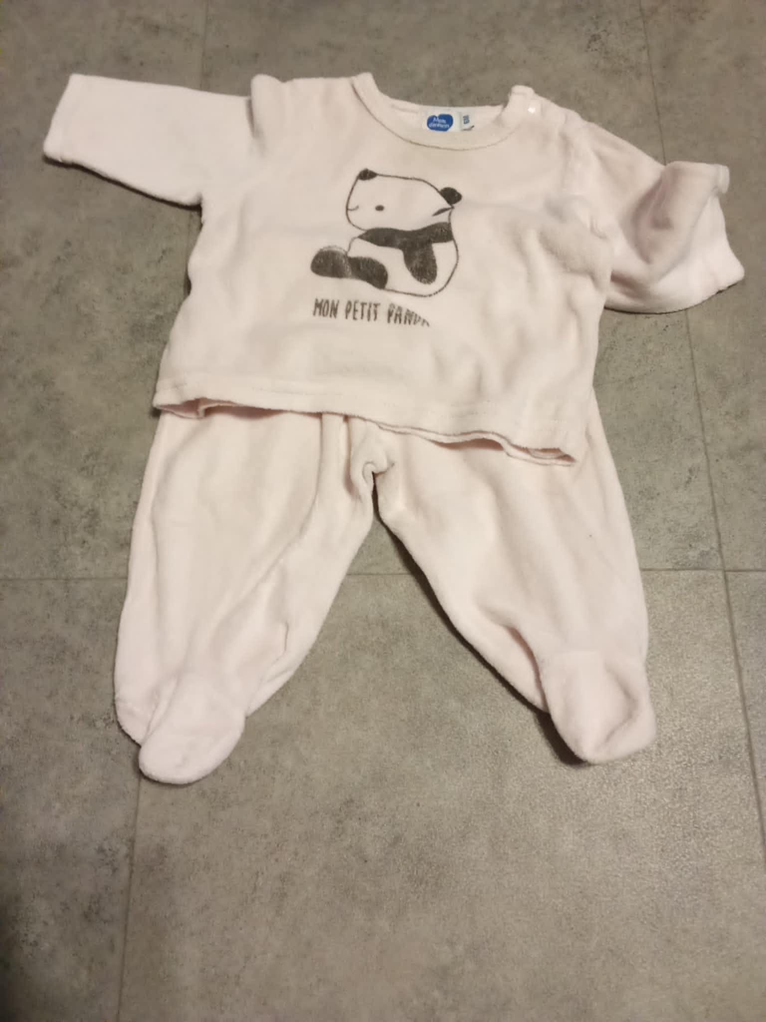 troc de troc pyjama 2 pirces 6 mois marque mots d'enfants rose pale image 0