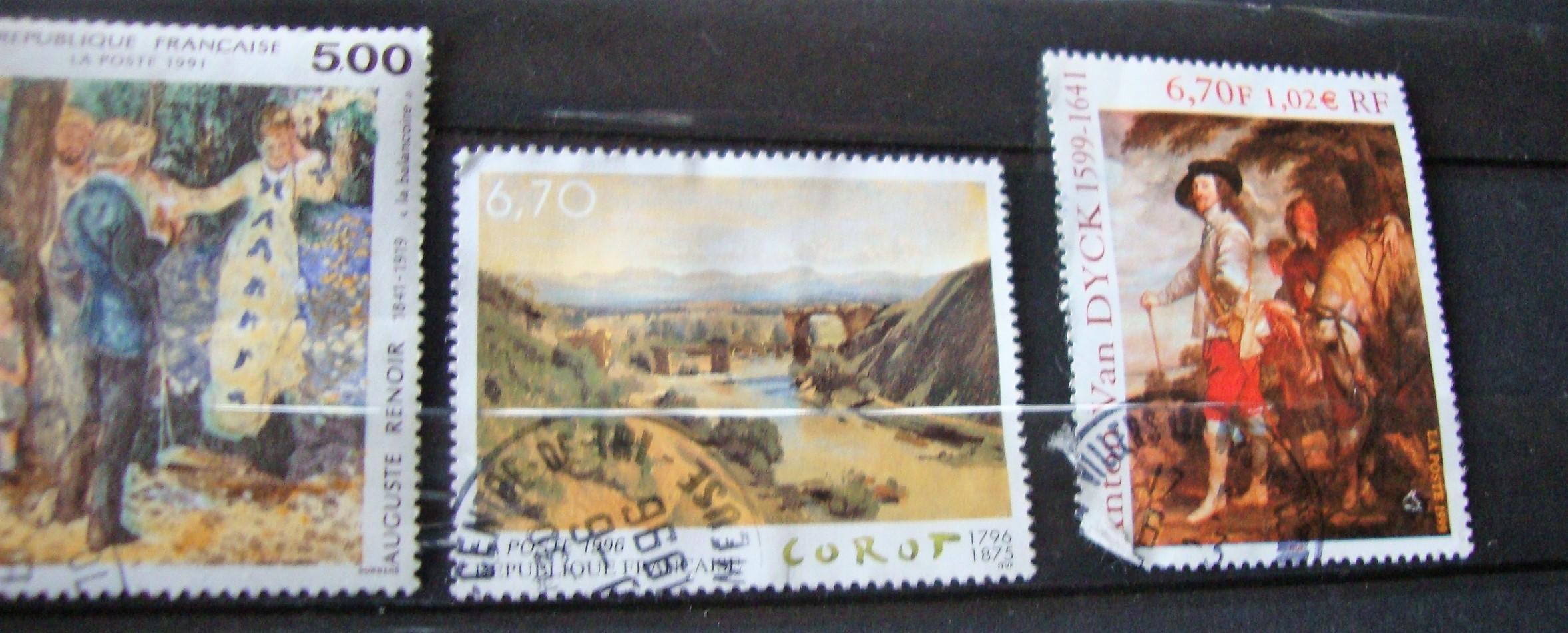 troc de troc 10 timbres france oblitérés tableaux. image 2