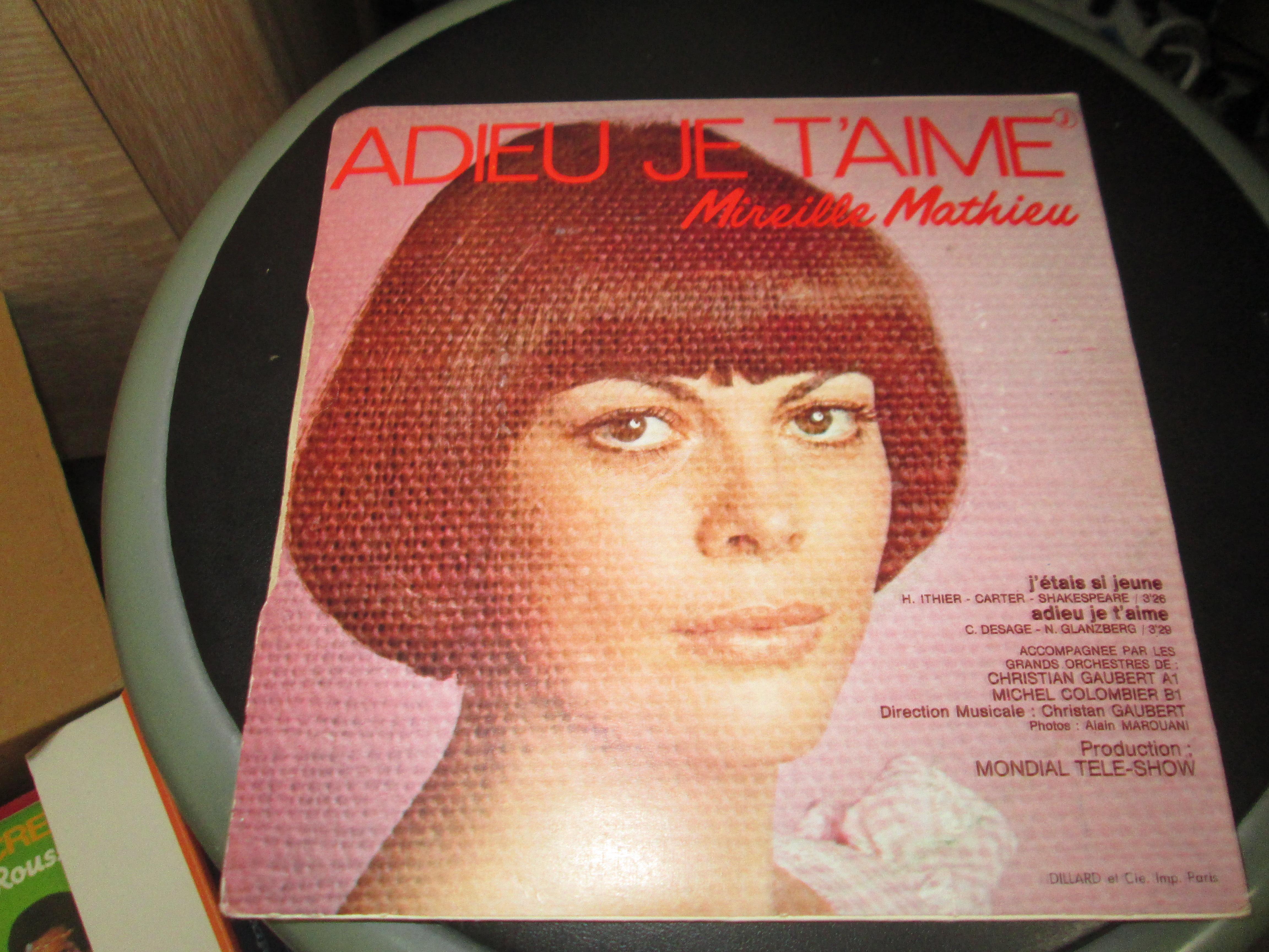 troc de troc vinyle 45 tours mireille mathieu adieu je t'aime 3 noisettes image 0